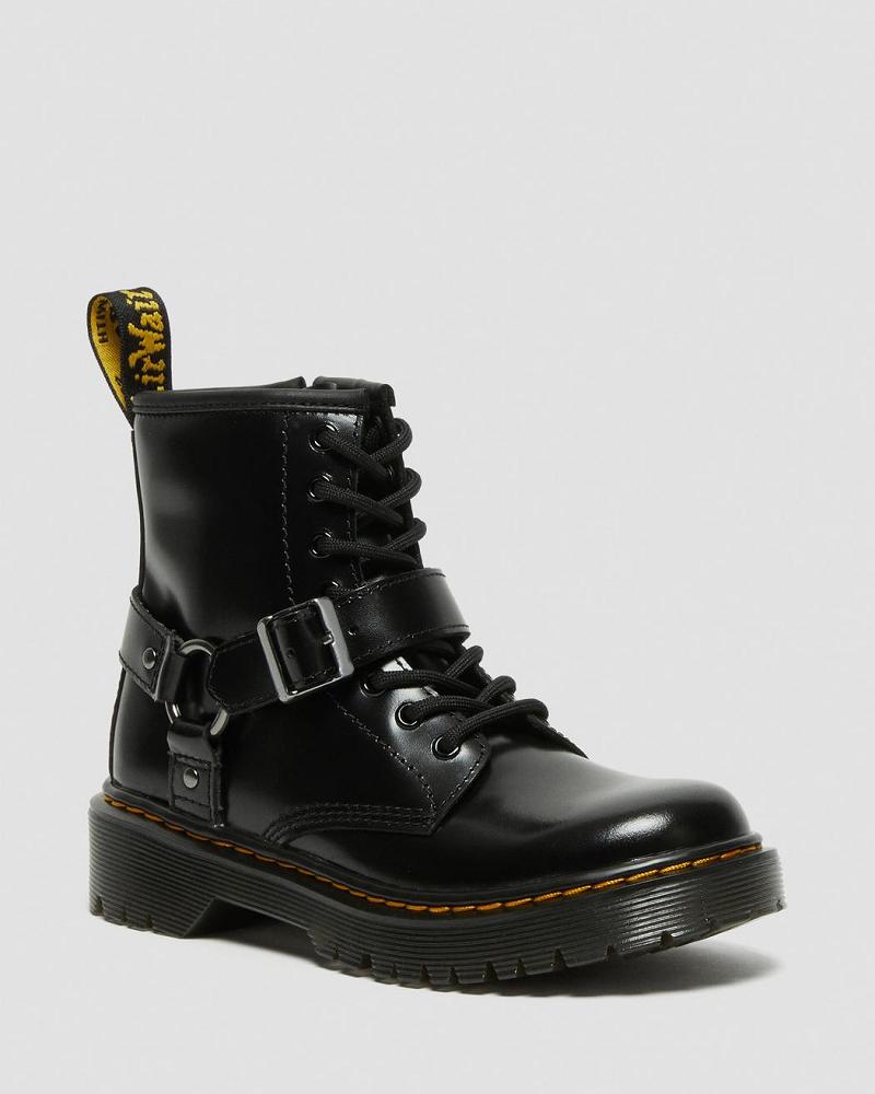 Dr Martens Junior 1460 Harness Lær Fritidsstøvler Barn Svarte | Norge 162UZG